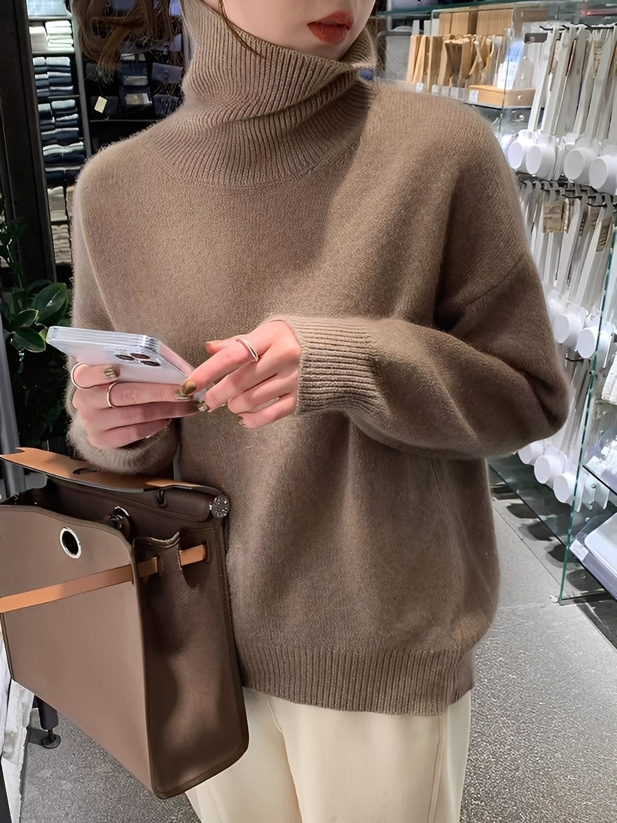 Adrienne - Pull col roulé style élégant et ample