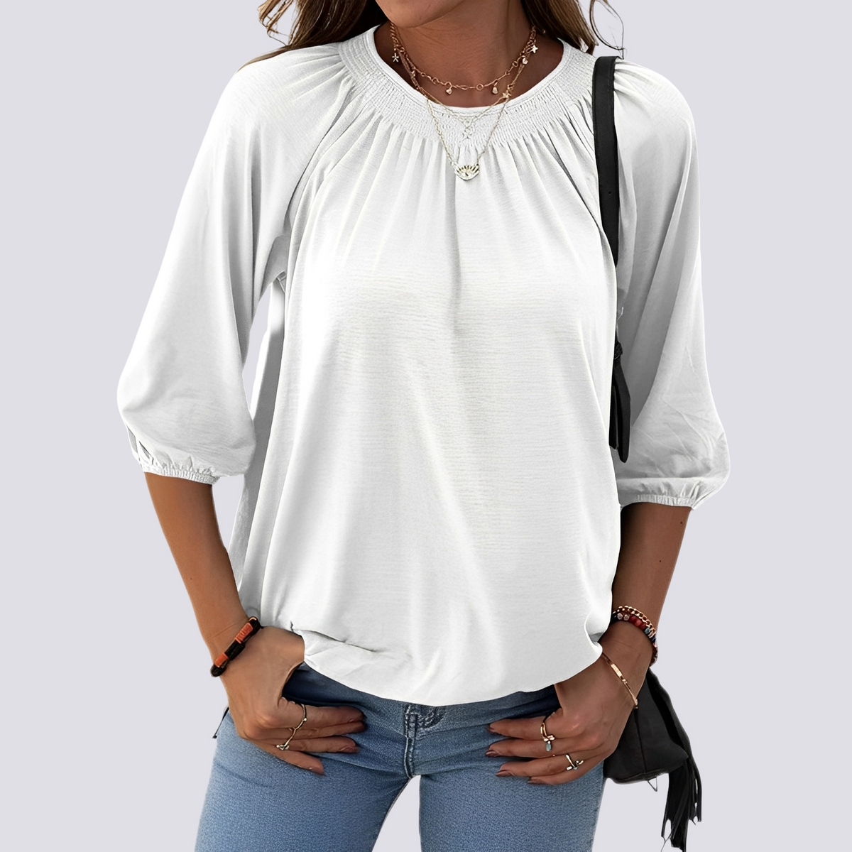 Telsa - Blouse décontractée à col rond pour femmes