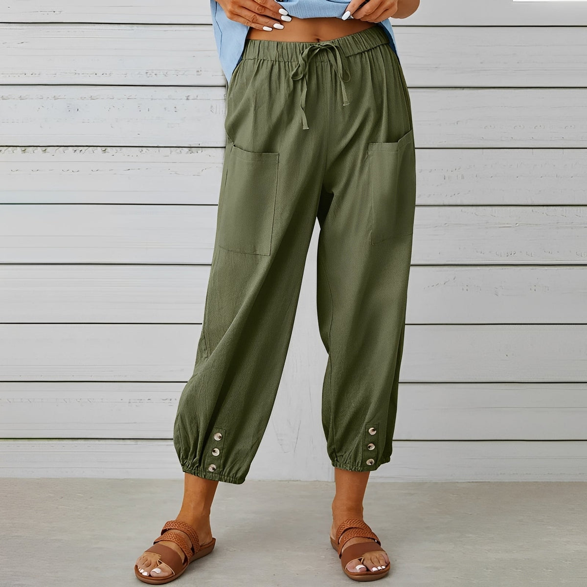 Christa - Pantalon large, décontracté et court pour femmes
