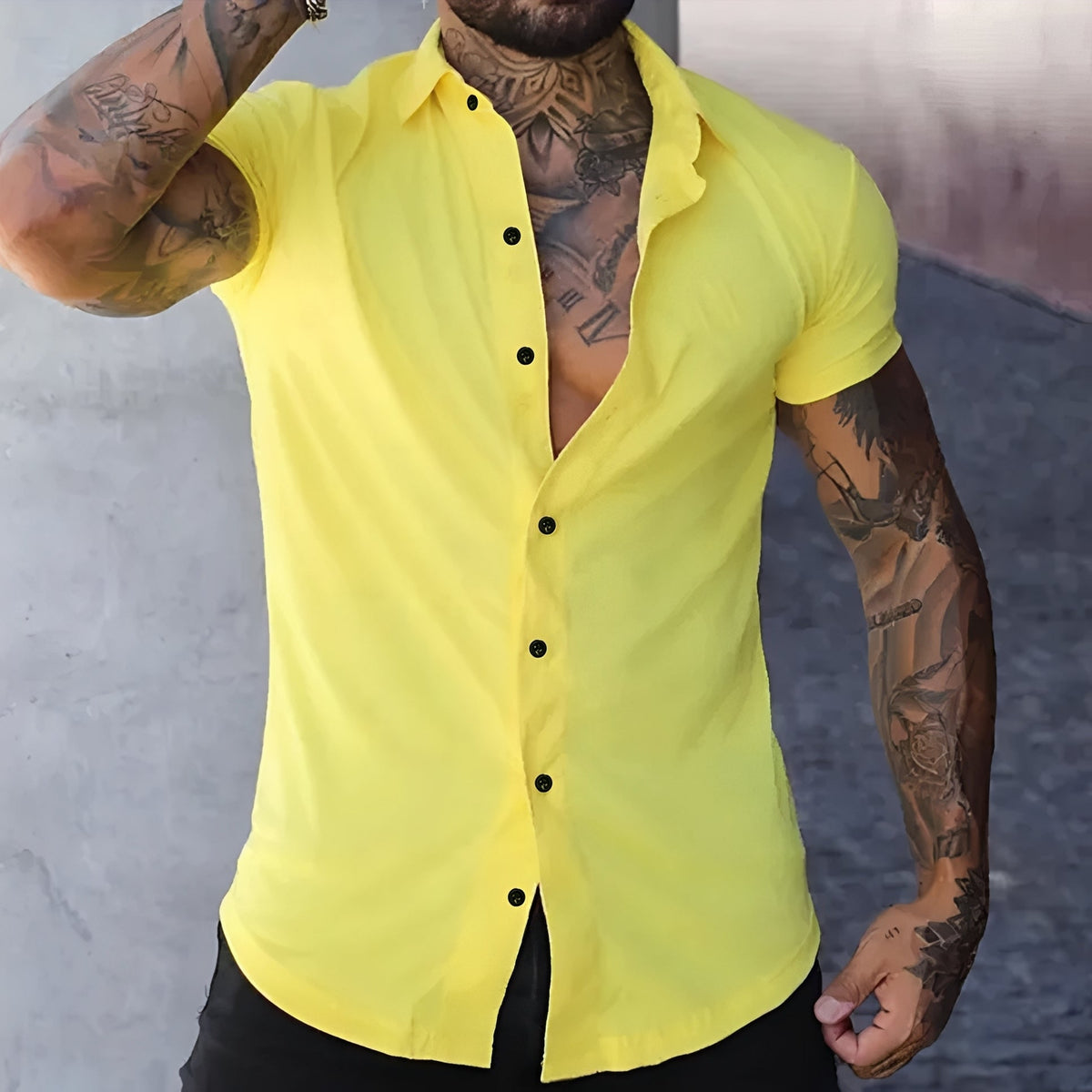 Mark - Chemise décontractée à manches courtes et coupe cintrée pour hommes