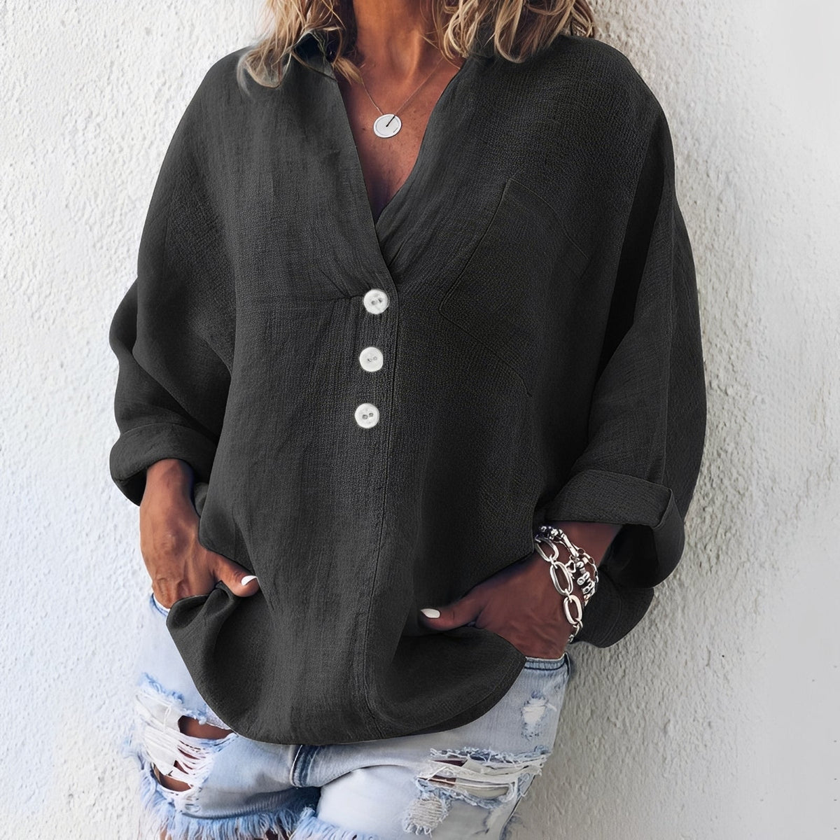 Sandra - Chemise large à manches longues pour femmes