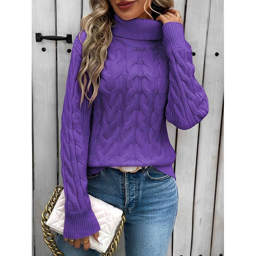 Amélie - Pull femme en coton chaud à col roulé