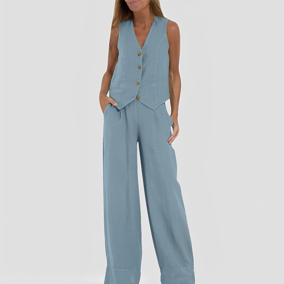 Joan - Ensemble sans manches et pantalon large décontracté pour femmes