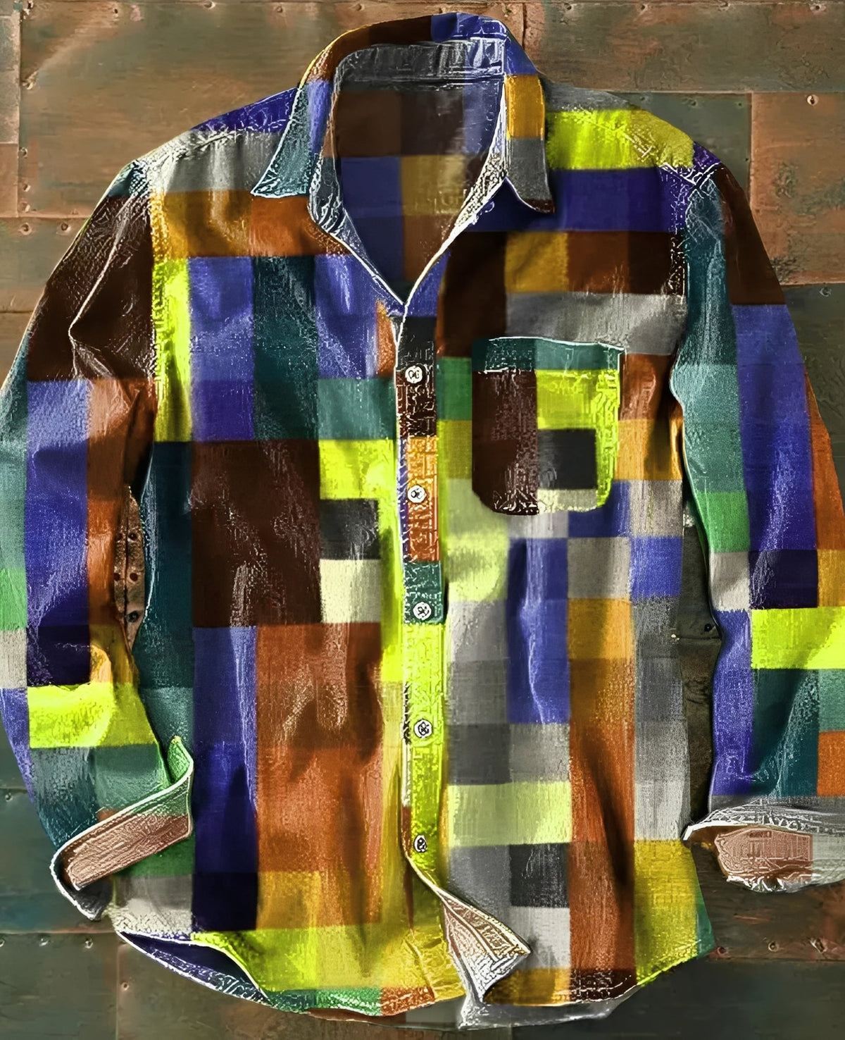 Theo - Chemise classique à manches longues avec motif pour hommes