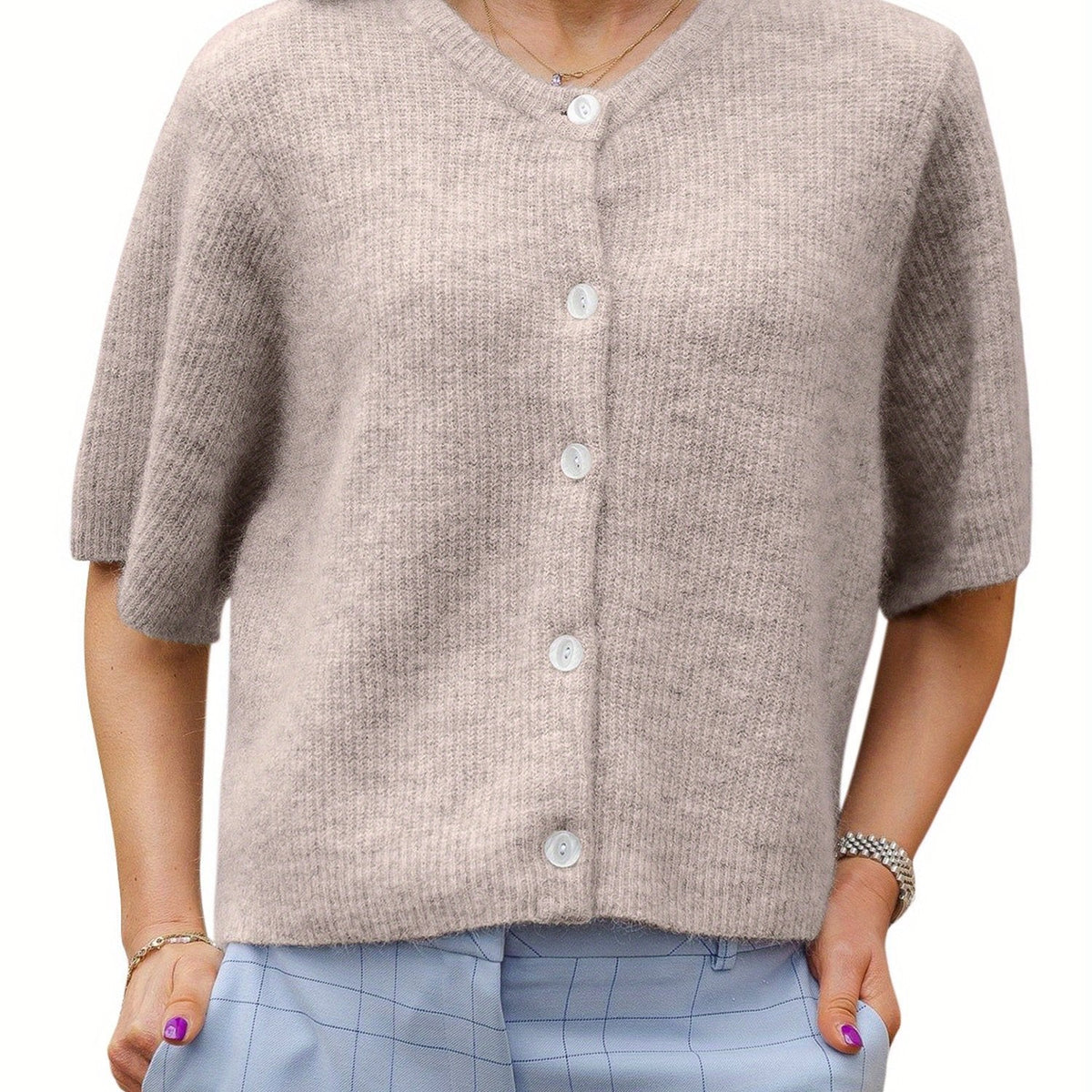Margie - Cardigan large à manches courtes pour femmes