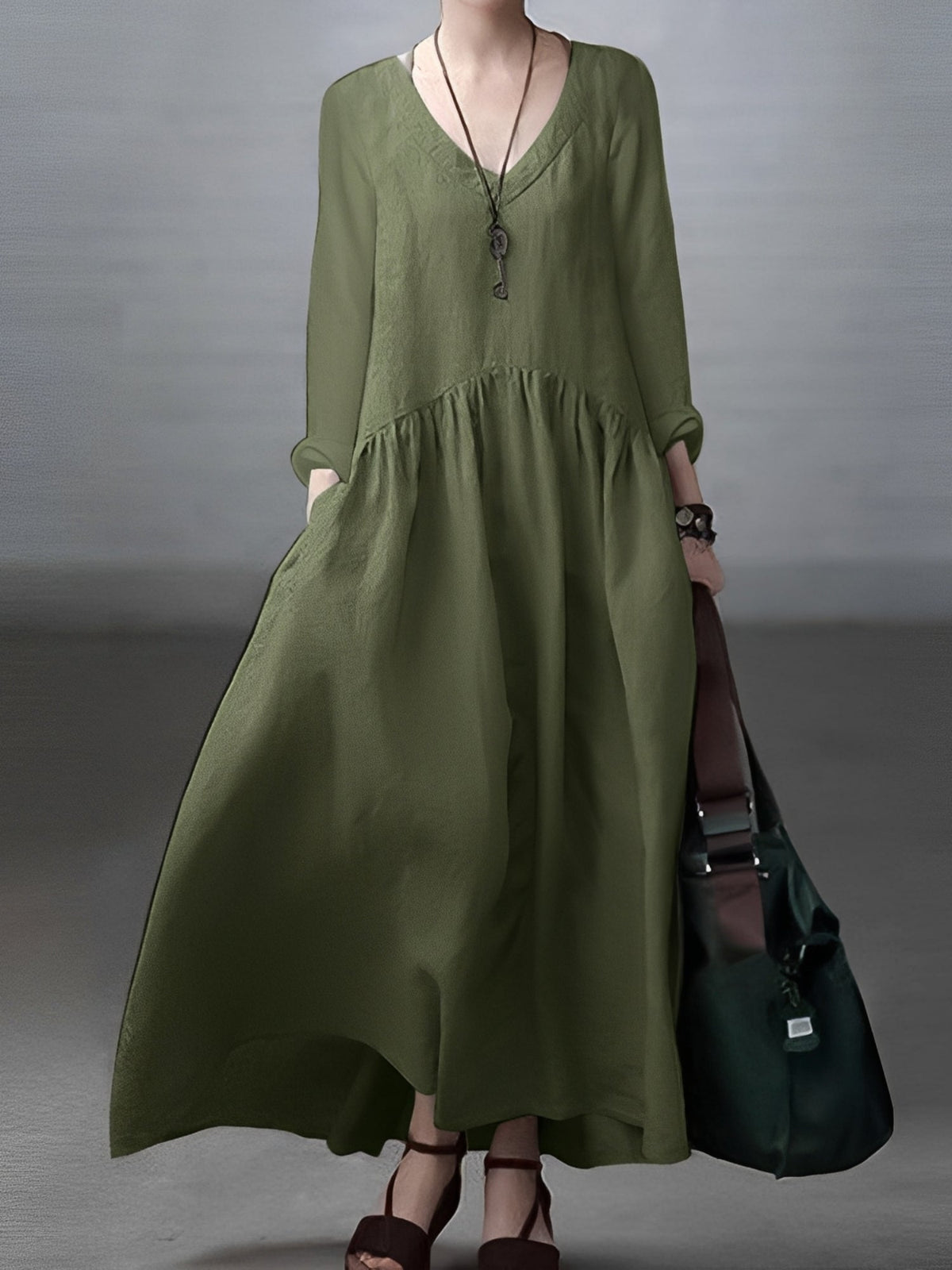 Lindy - Robe fluide et décontractée avec col V pour femmes