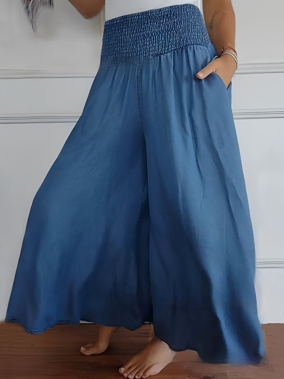 Halle - Pantalon décontracté à large jambe avec poches pour femmes