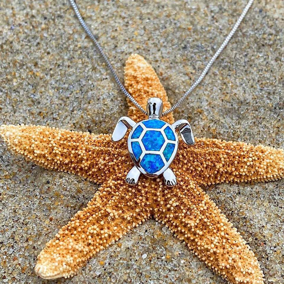 Kailea – Ensemble de bijoux en tortue d'opale et argent (collier + boucles d'oreilles)