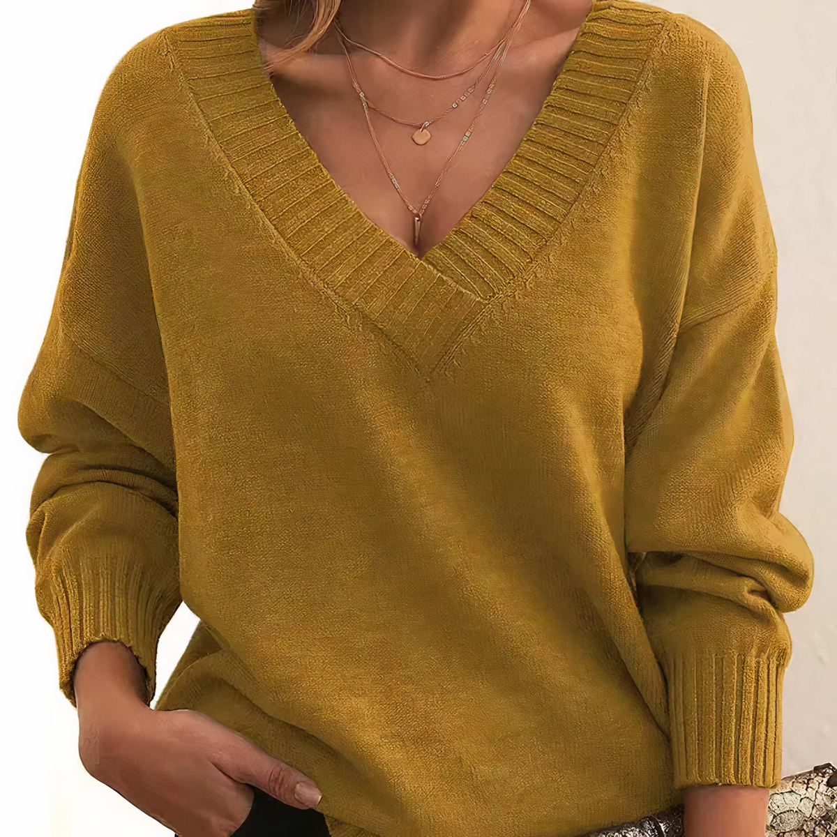 Leocadia - Pull chic avec encolure en V