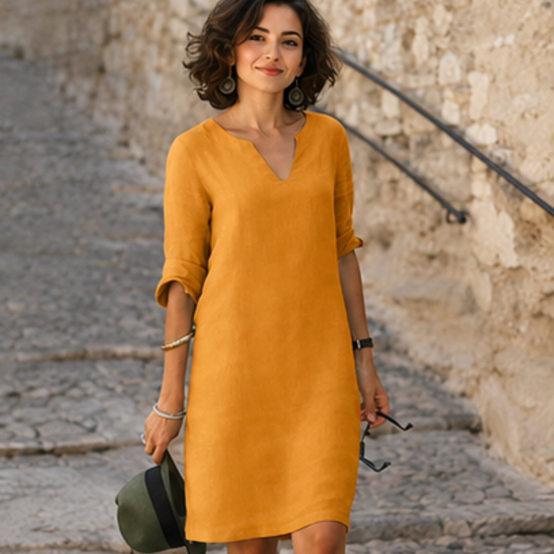 Guilaine - Robe chic et raffiné avec col en V