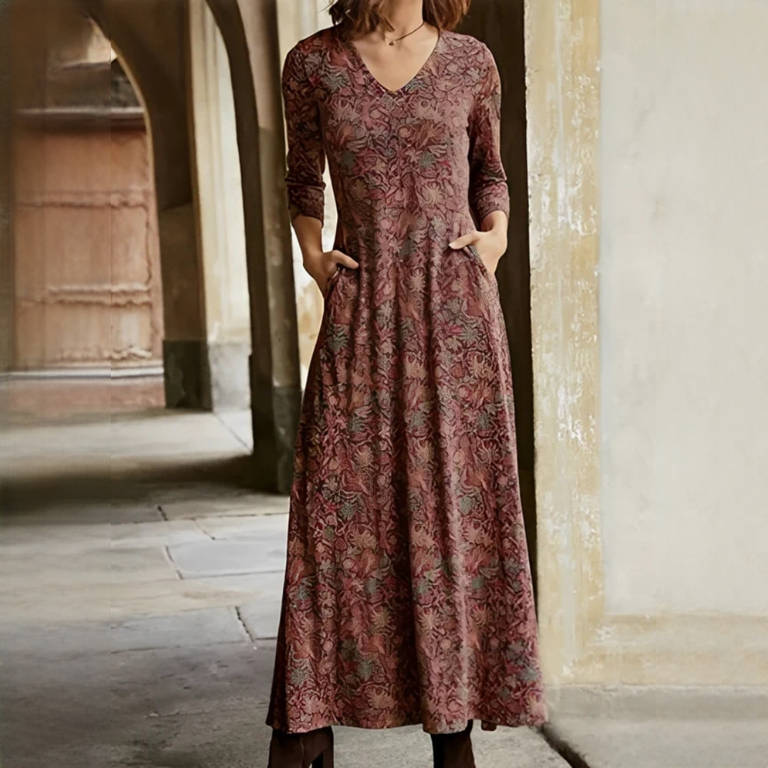 Sophie - Robe rétro à manches longues