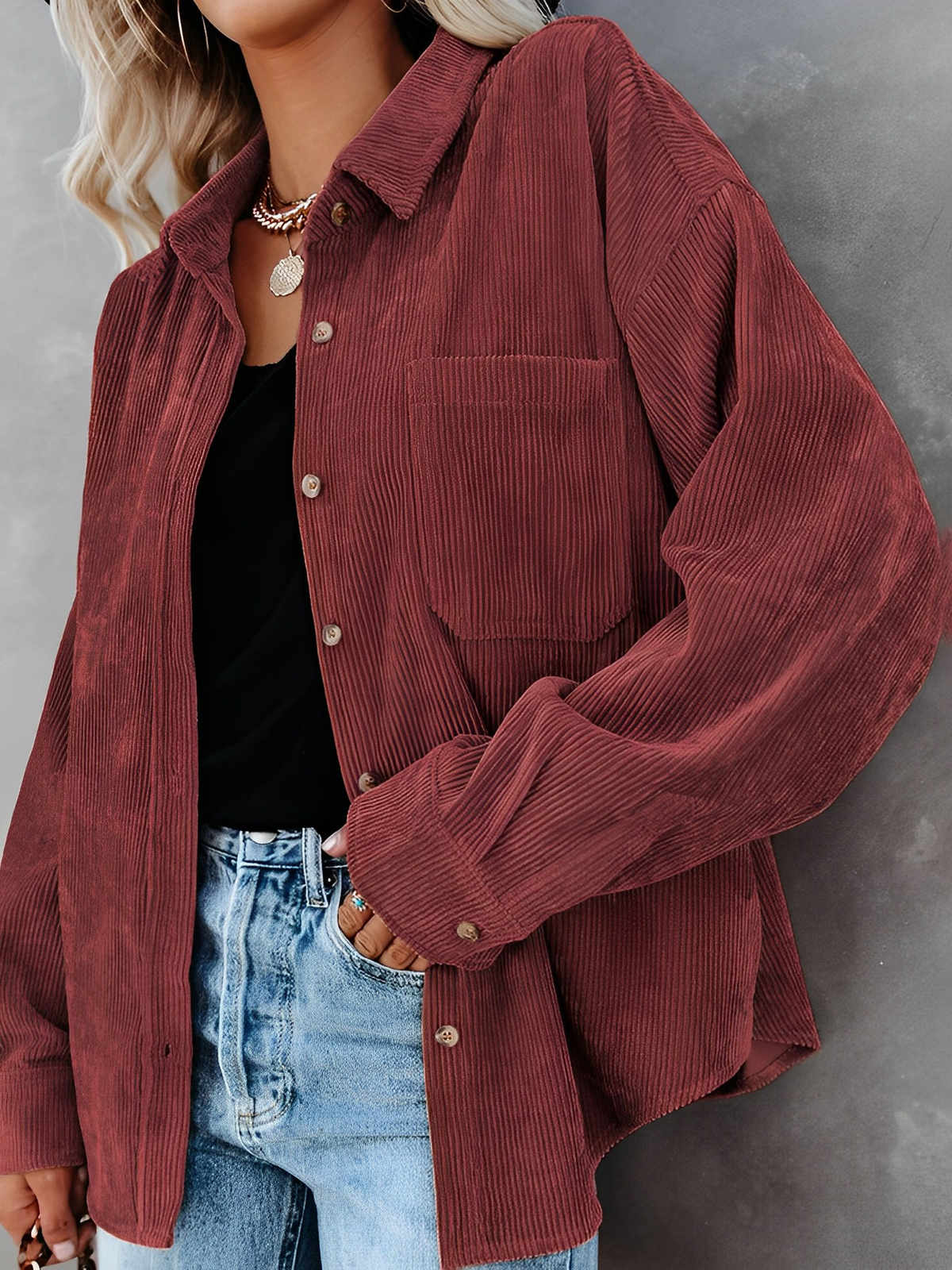 Amara - Veste en velours côtelé avec boutons