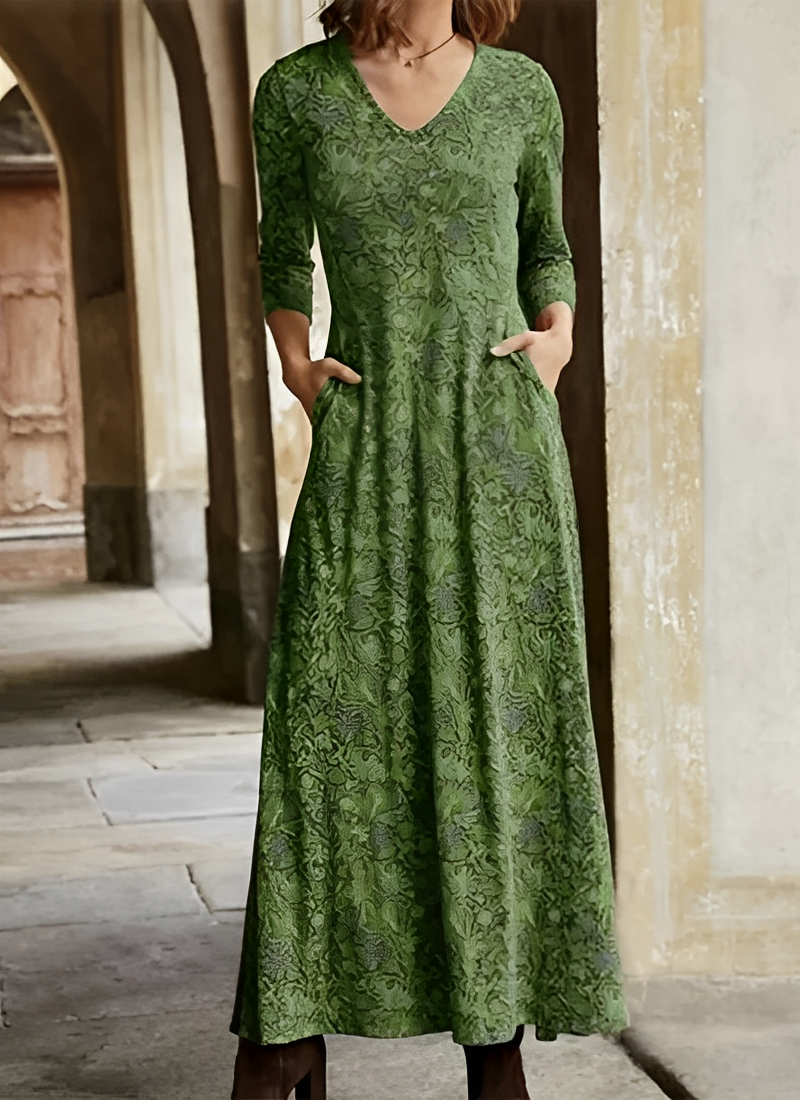 Adeline - Élégante robe longue au design rétro