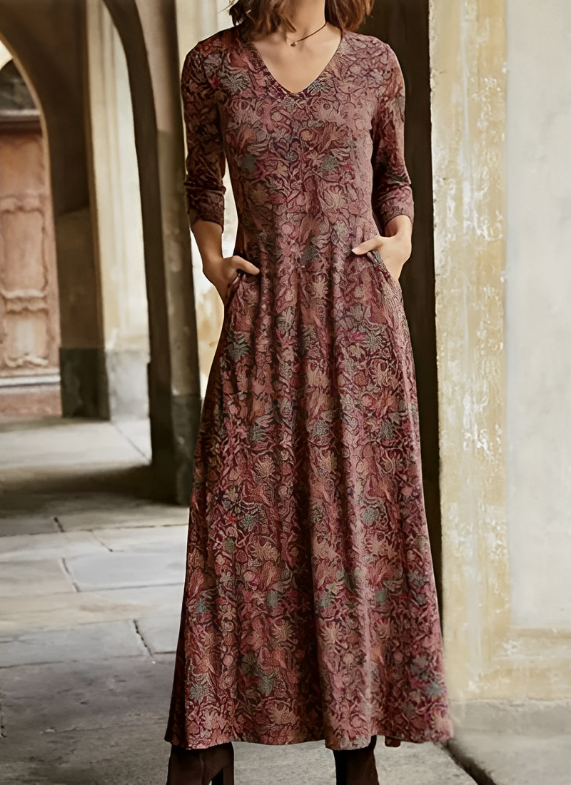 Adeline - Élégante robe longue au design rétro