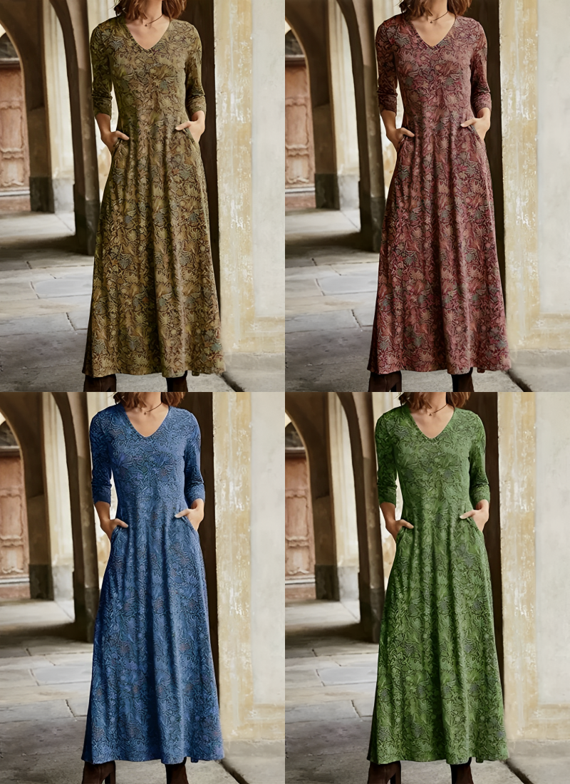 Adeline - Élégante robe longue au design rétro
