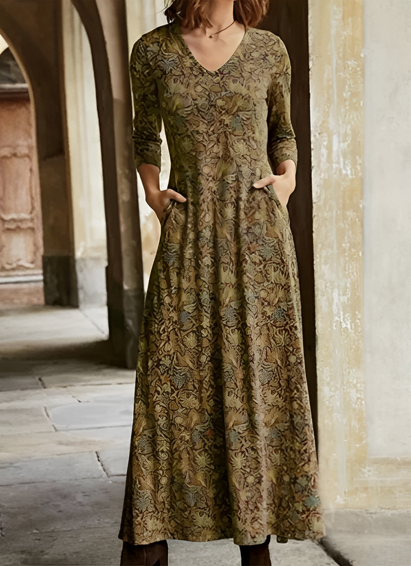 Adeline - Élégante robe longue au design rétro