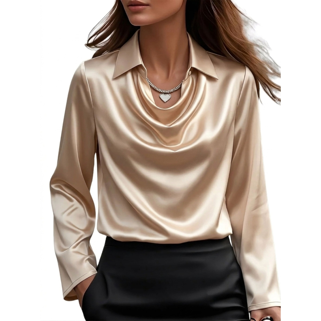 Dionne - Élégante chemise à manches longues en satin pour femmes