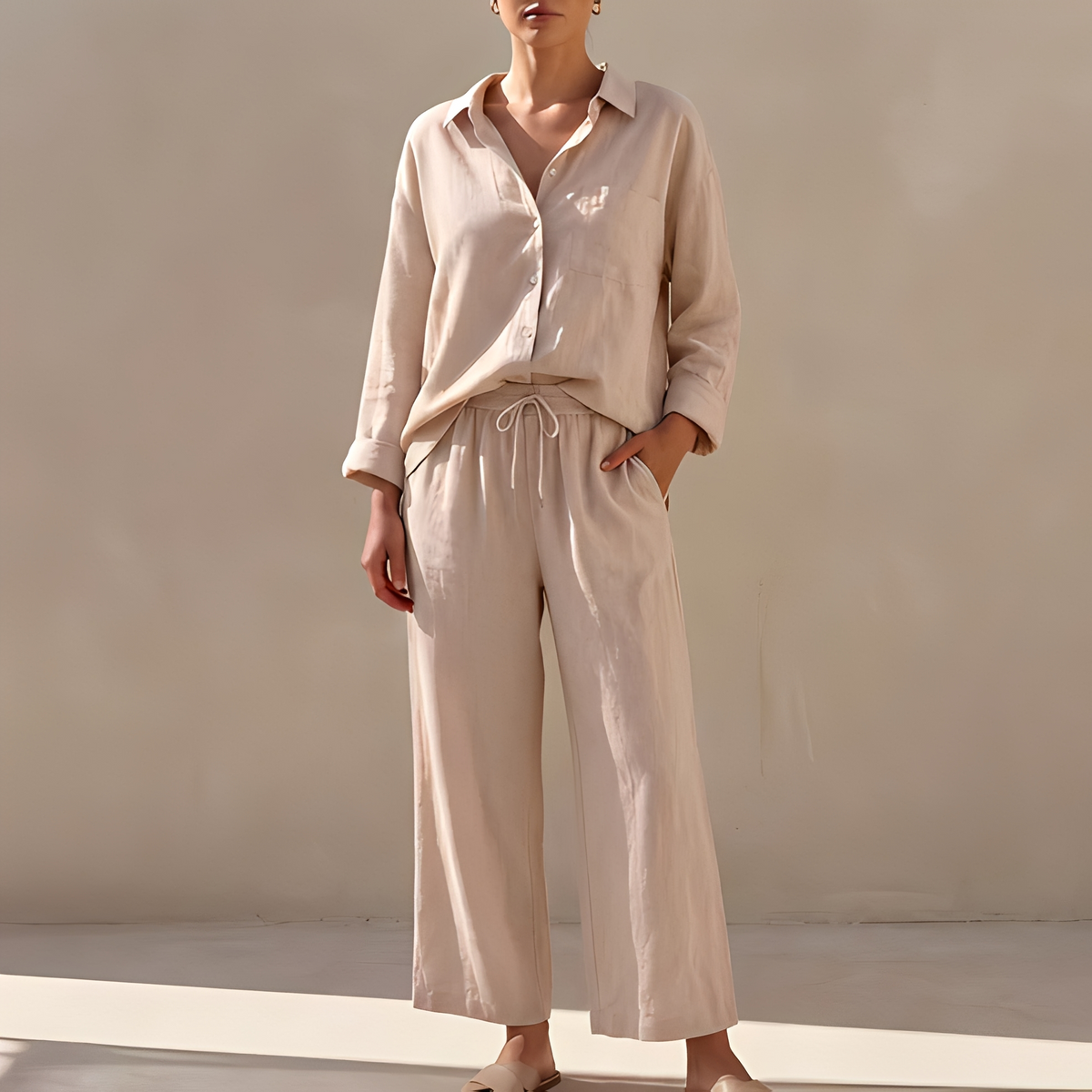 Genzel - Ensemble chemise à boutons et pantalon pour femme