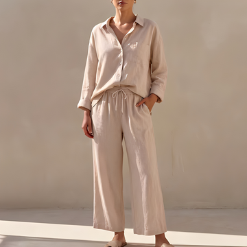 Genzel - Ensemble chemise à boutons et pantalon pour femme