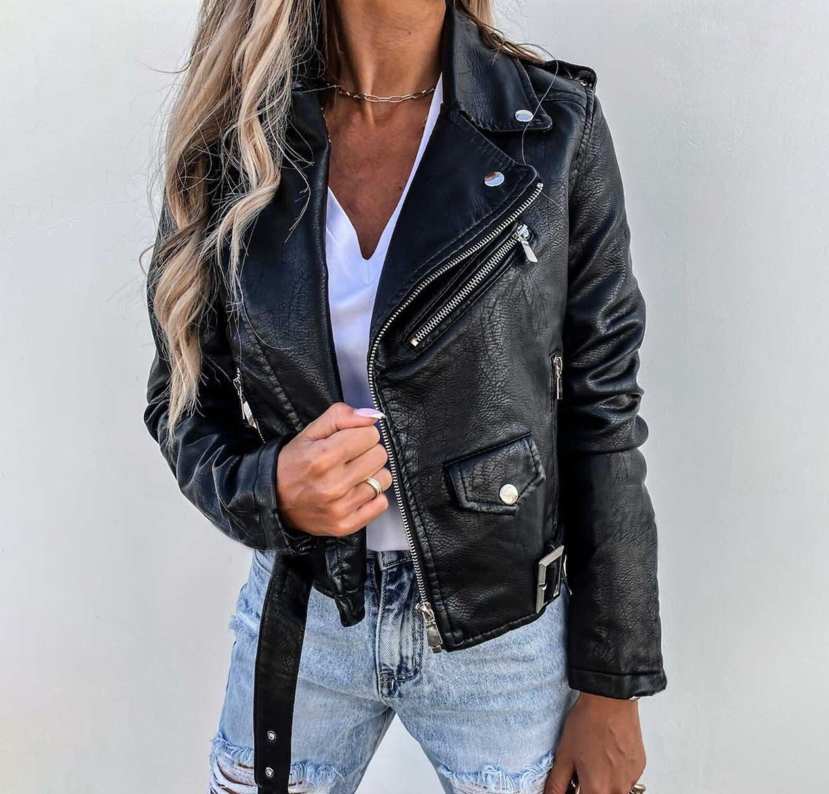 Ella - Veste en cuir élégante et intemporelle pour femme.