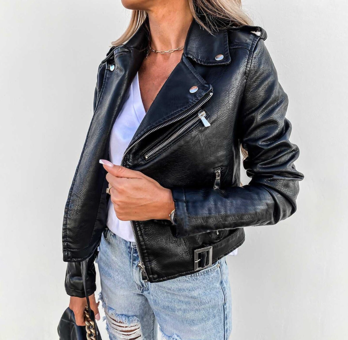 Ella - Veste en cuir élégante et intemporelle pour femme.