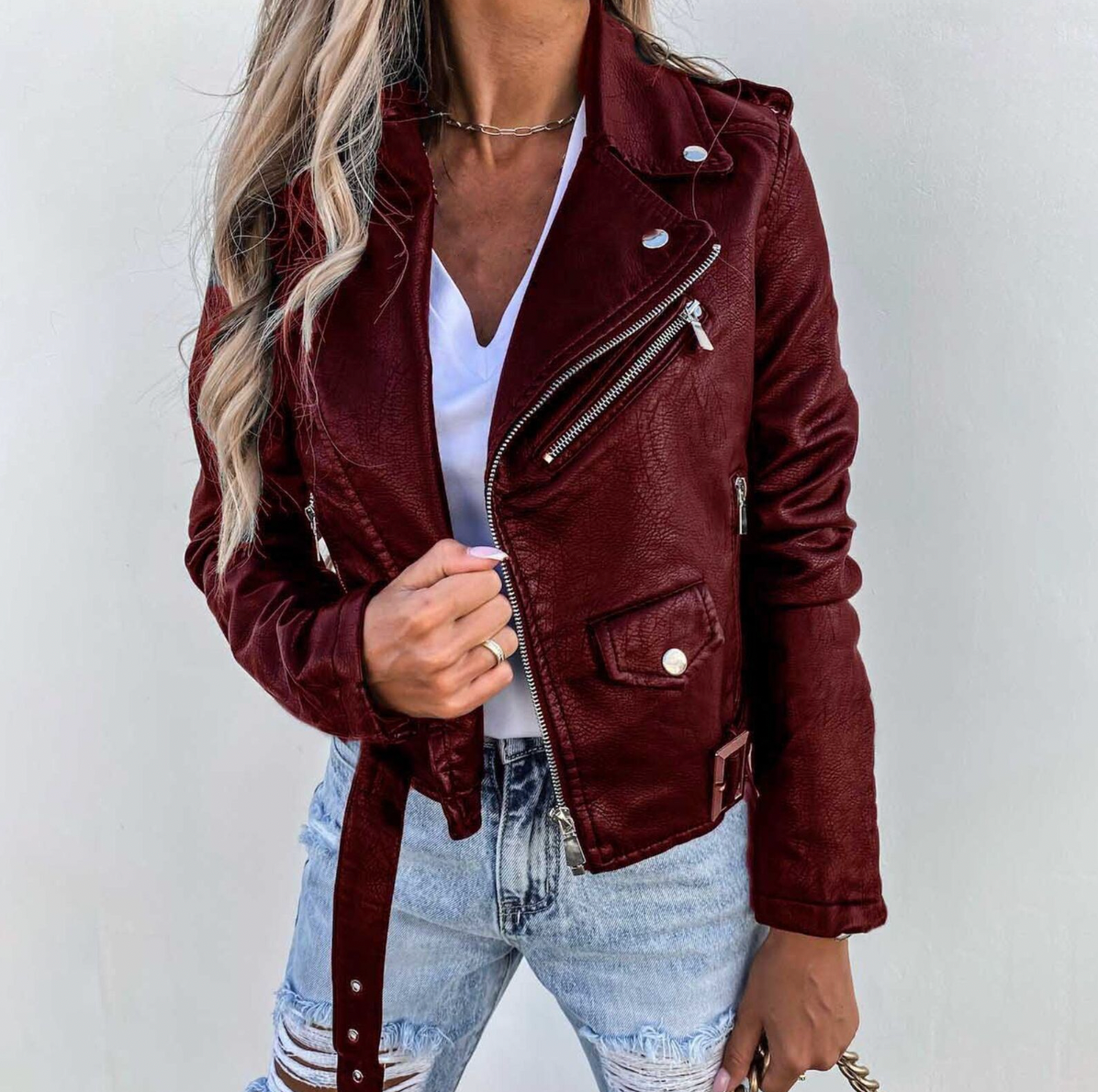 Ella - Veste en cuir élégante et intemporelle pour femme.