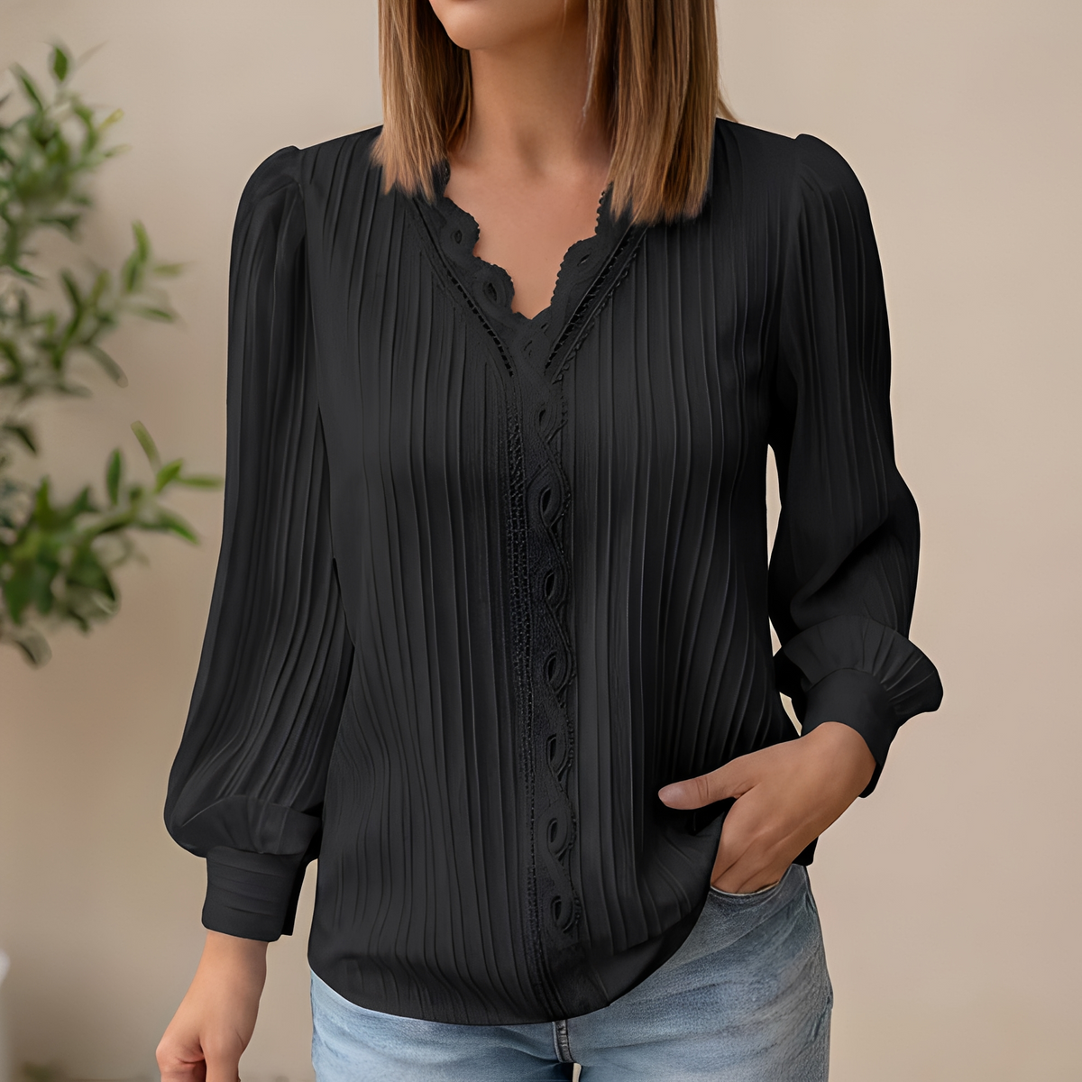 Antonette - Blouse estivale élégante avec col en V pour femmes