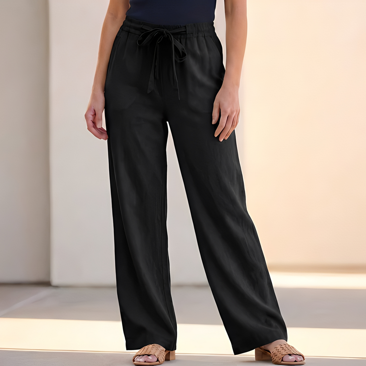 Analyn - Pantalon ample d'été avec cordon de serrage pour femme