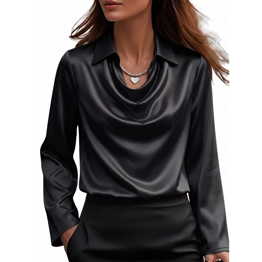 Dionne - Élégante chemise à manches longues en satin pour femmes
