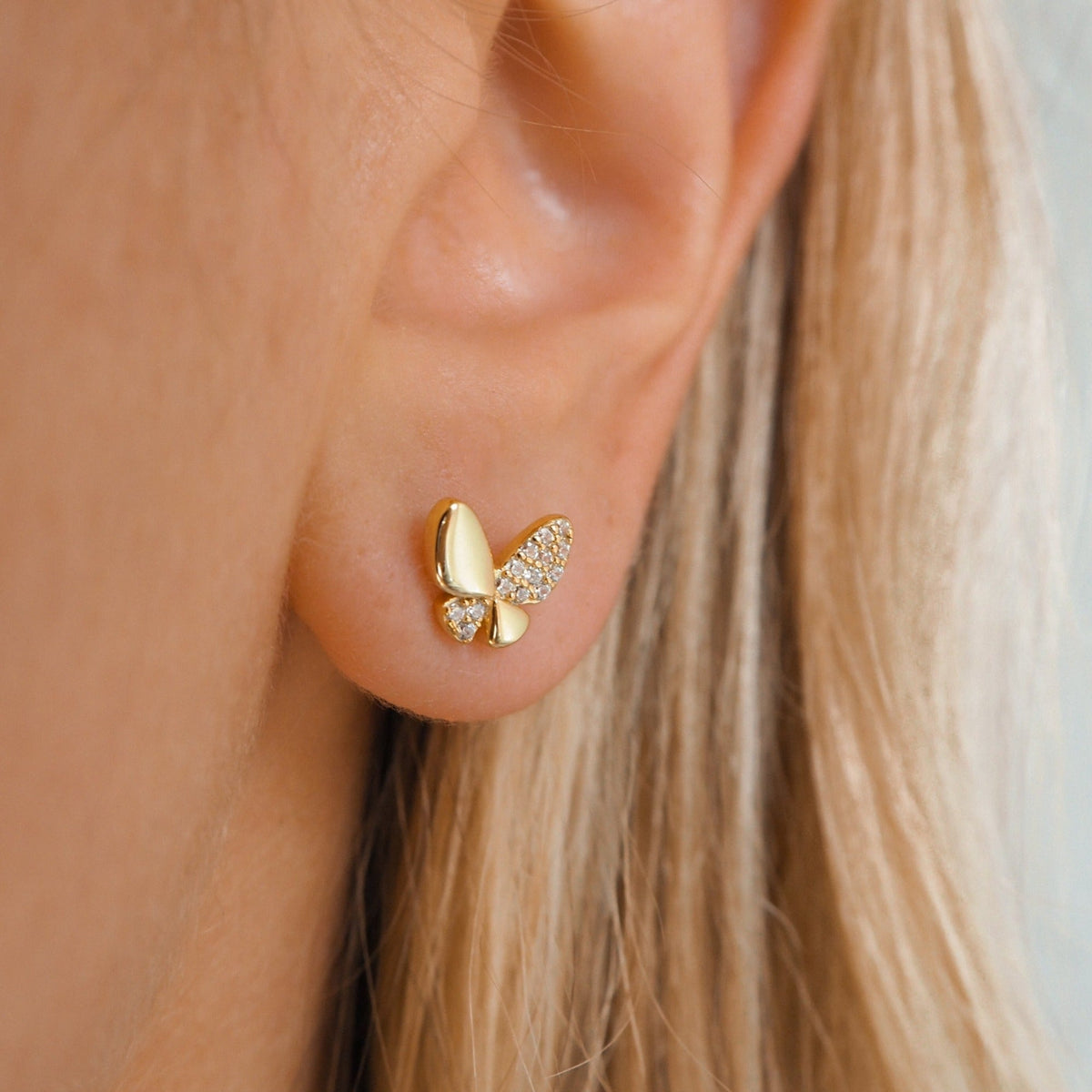 Boucles d'oreilles papillon avec cristaux Pave