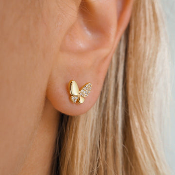Boucles d'oreilles papillon avec cristaux Pave