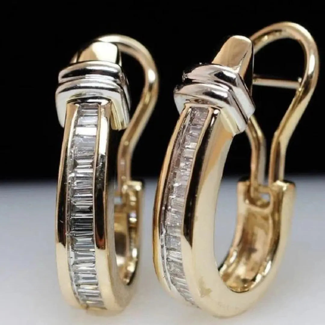 Brillance raffinée - Boucles d'oreilles vintage en or et diamants