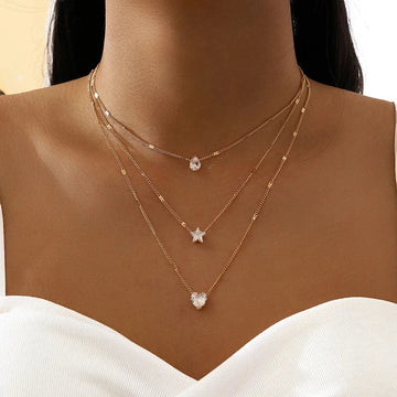 Sally – chaîne en or avec trois pendentifs en zircon