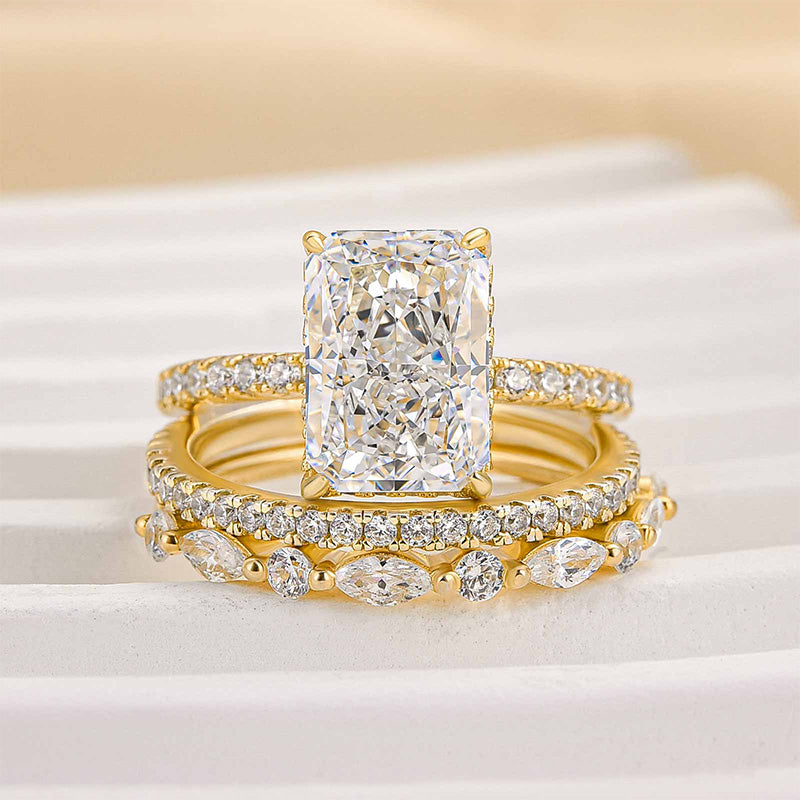 Jaily – Ensemble de 3 bagues de mariage en or 18K