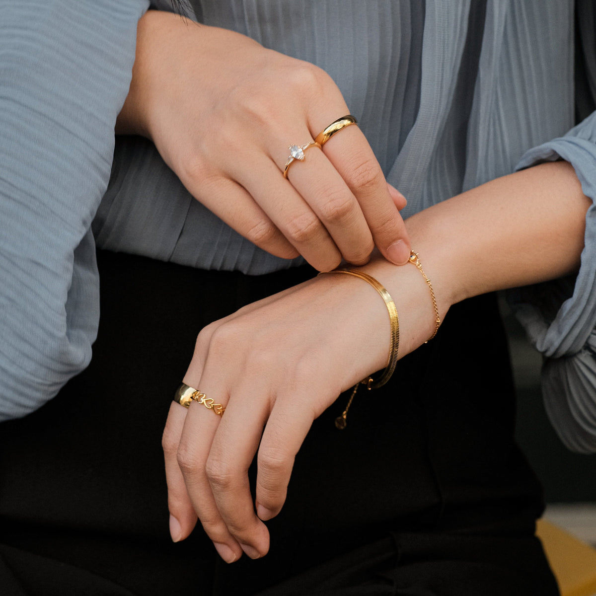 Jia - Bague en cœur haut