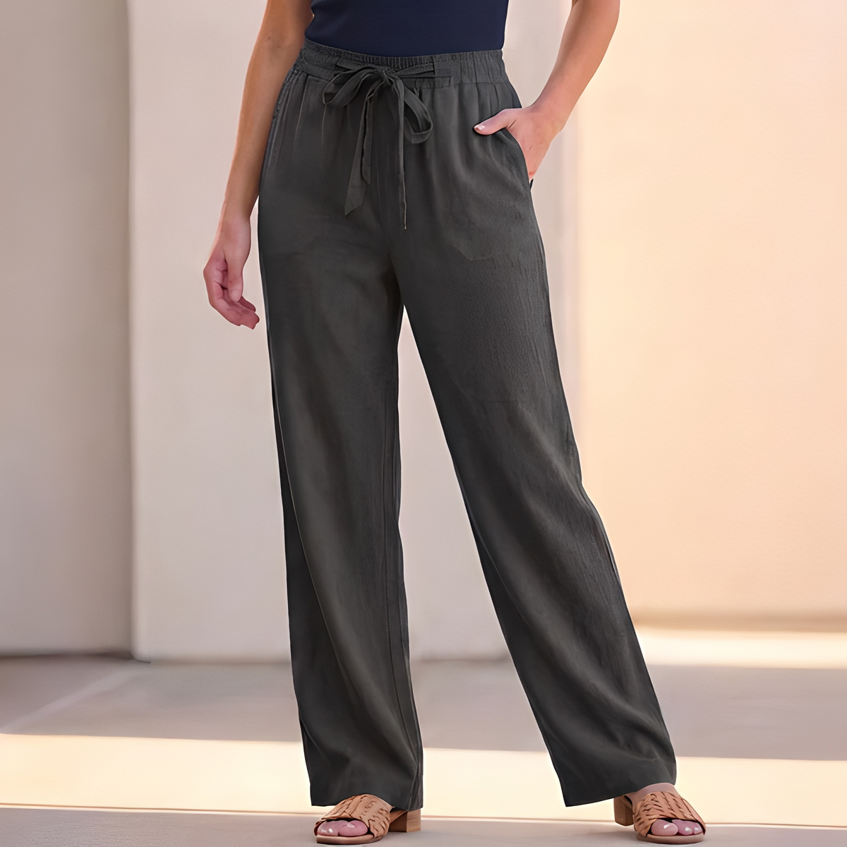 Analyn - Pantalon ample d'été avec cordon de serrage pour femme