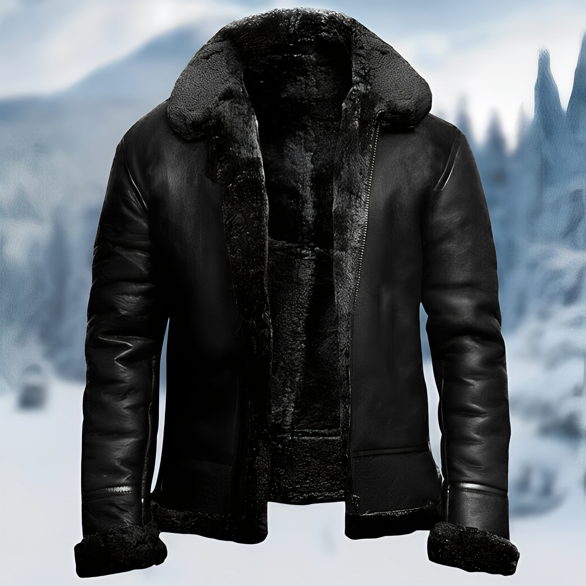Jefferson - Veste en cuir robuste avec col à revers pour hommes