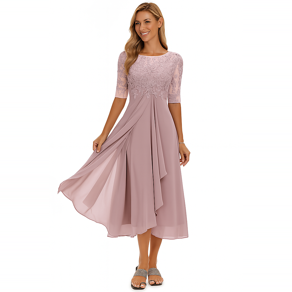 Ximena - Robe Élégante Femme Dentelle Jusqu'au Genou