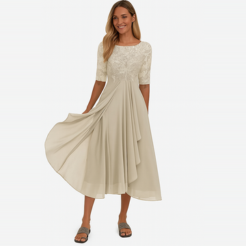 Ximena - Robe Élégante Femme Dentelle Jusqu'au Genou