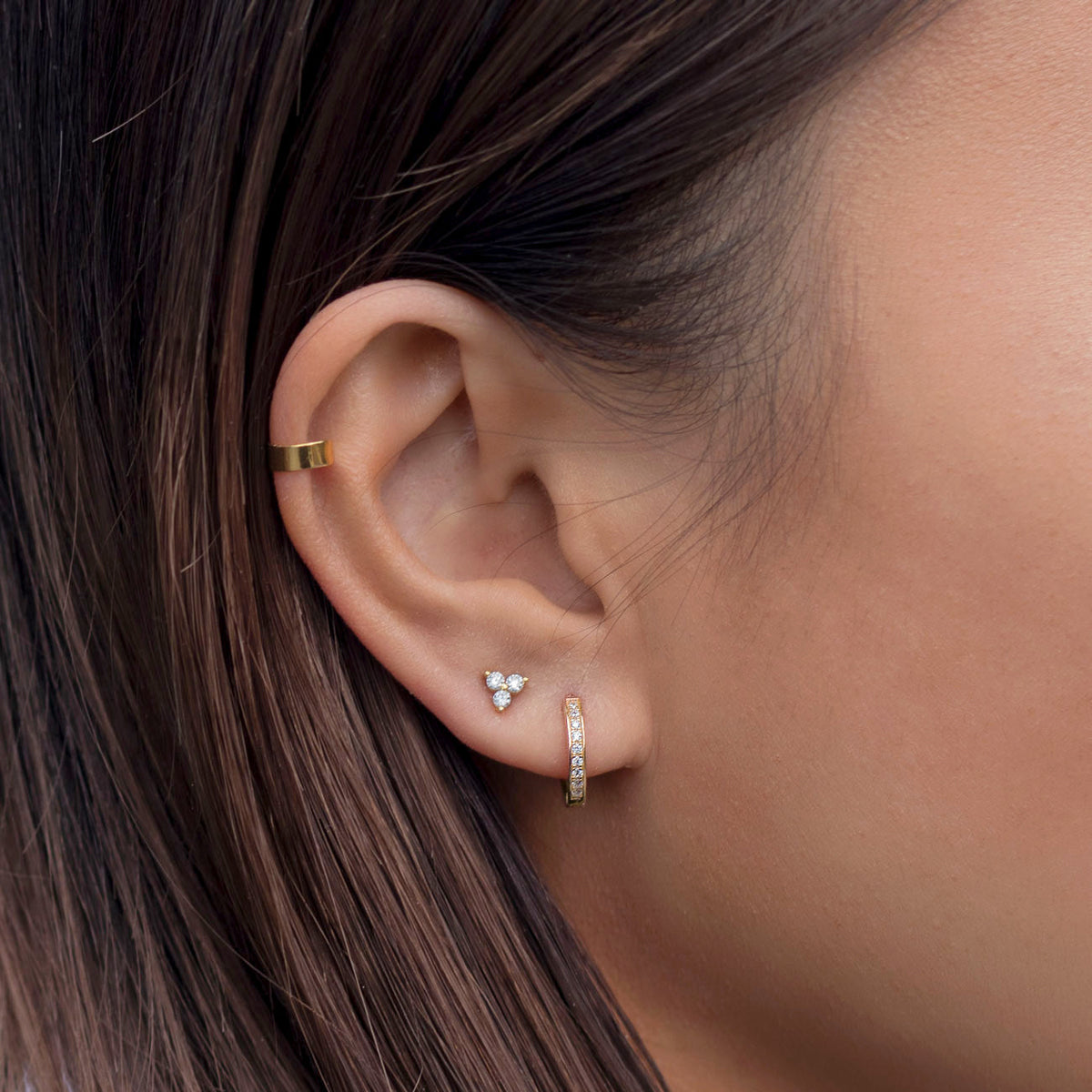 Boucles d'oreilles clover pavé minuscules