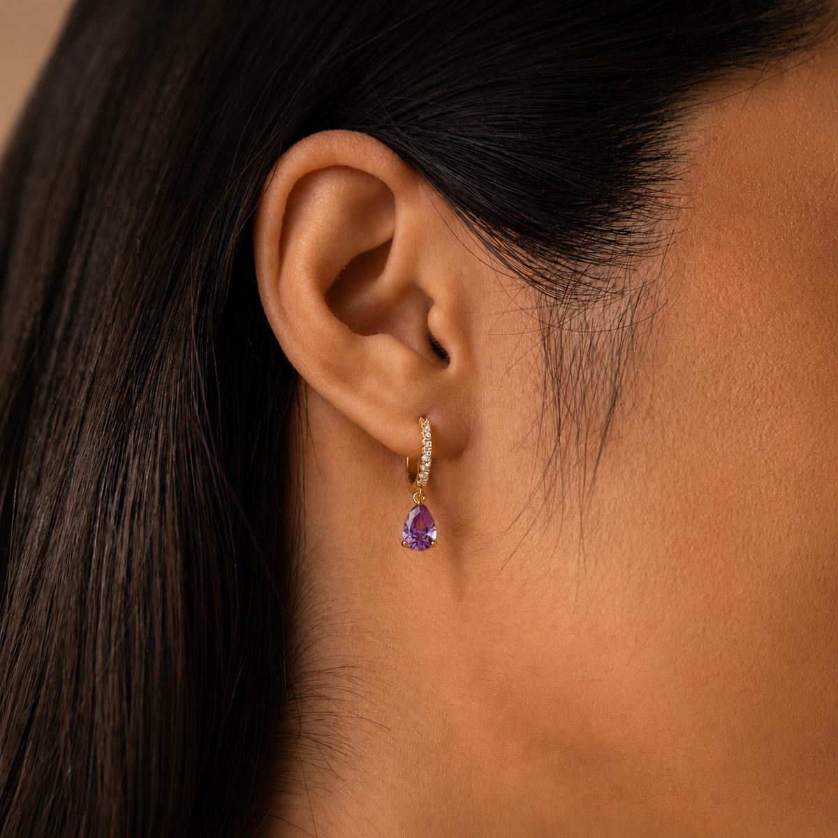 Créoles Huggies de Pierre de Naissance - Boucles d'oreilles en Strass