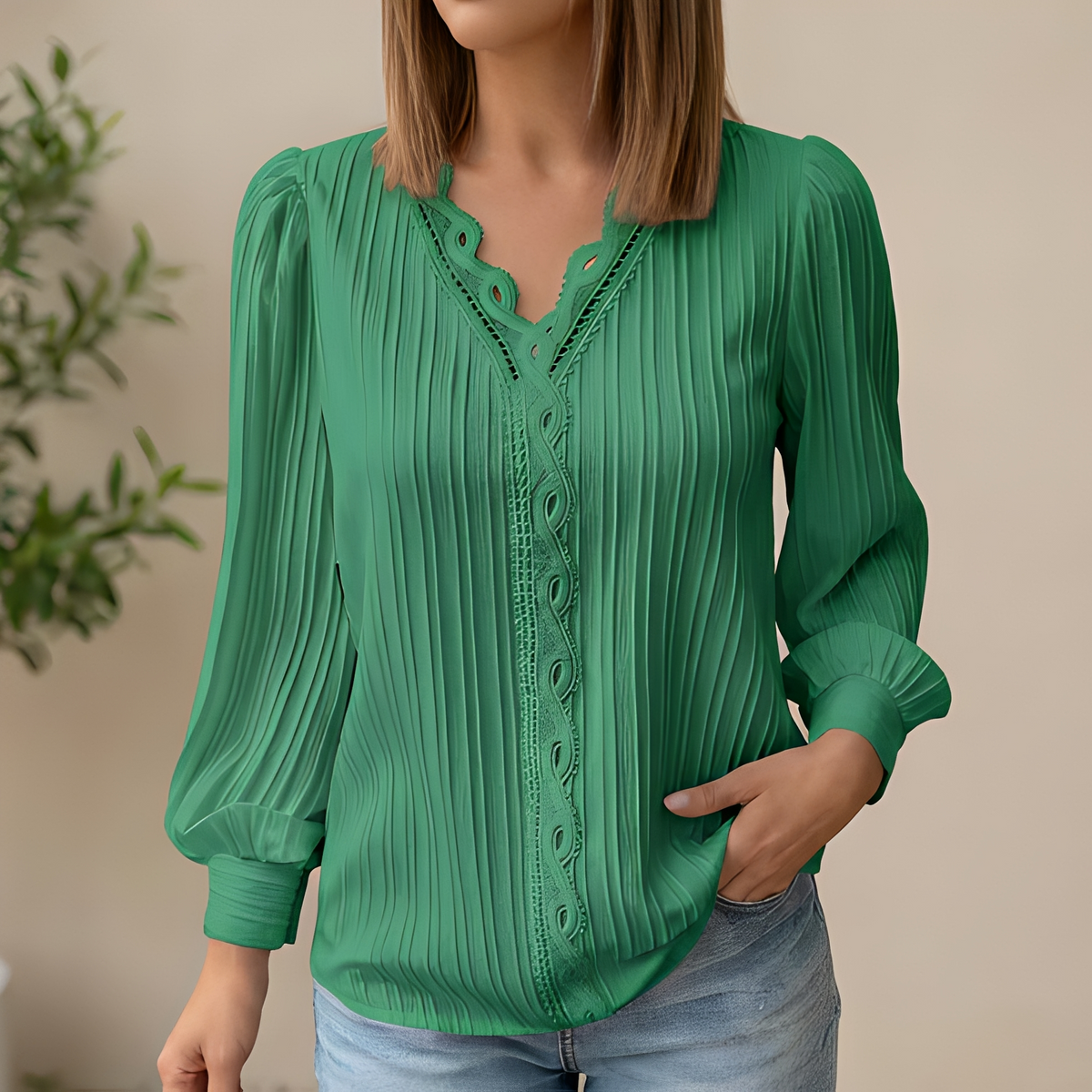 Antonette - Blouse estivale élégante avec col en V pour femmes