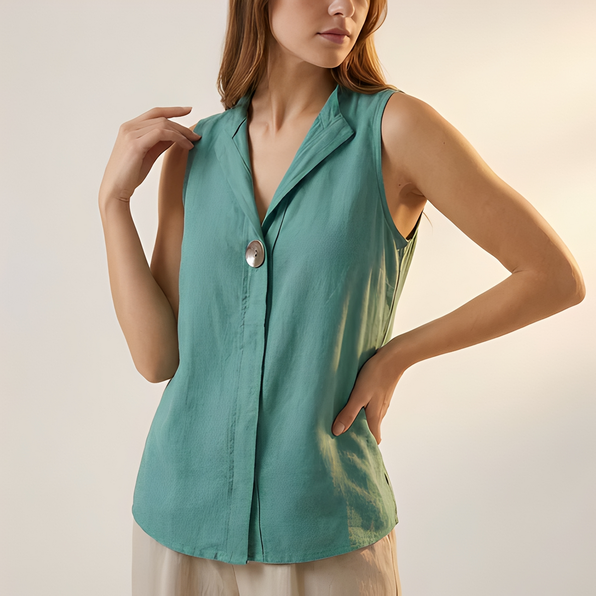 Janice - Chemisier sans manches au style ample pour femme