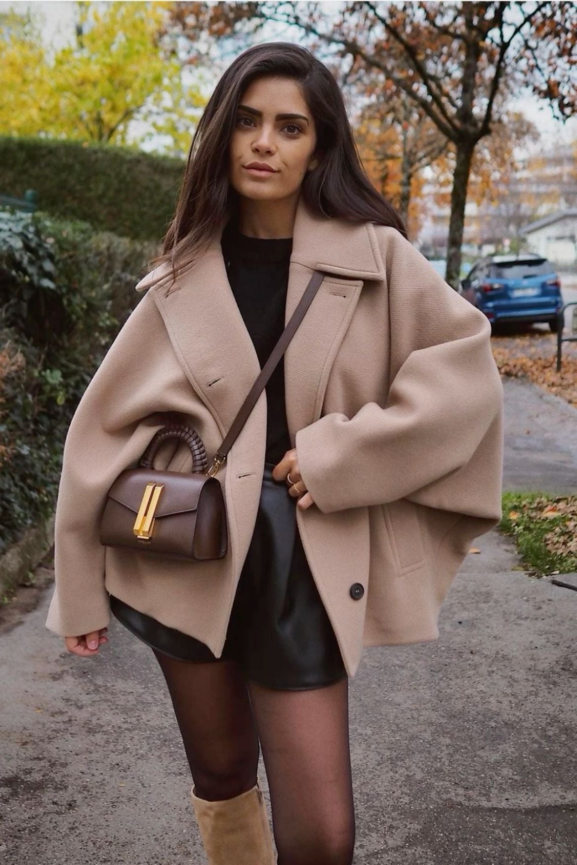 Elena – Manteau Oversize en Laine Mélangée Double-Breasted