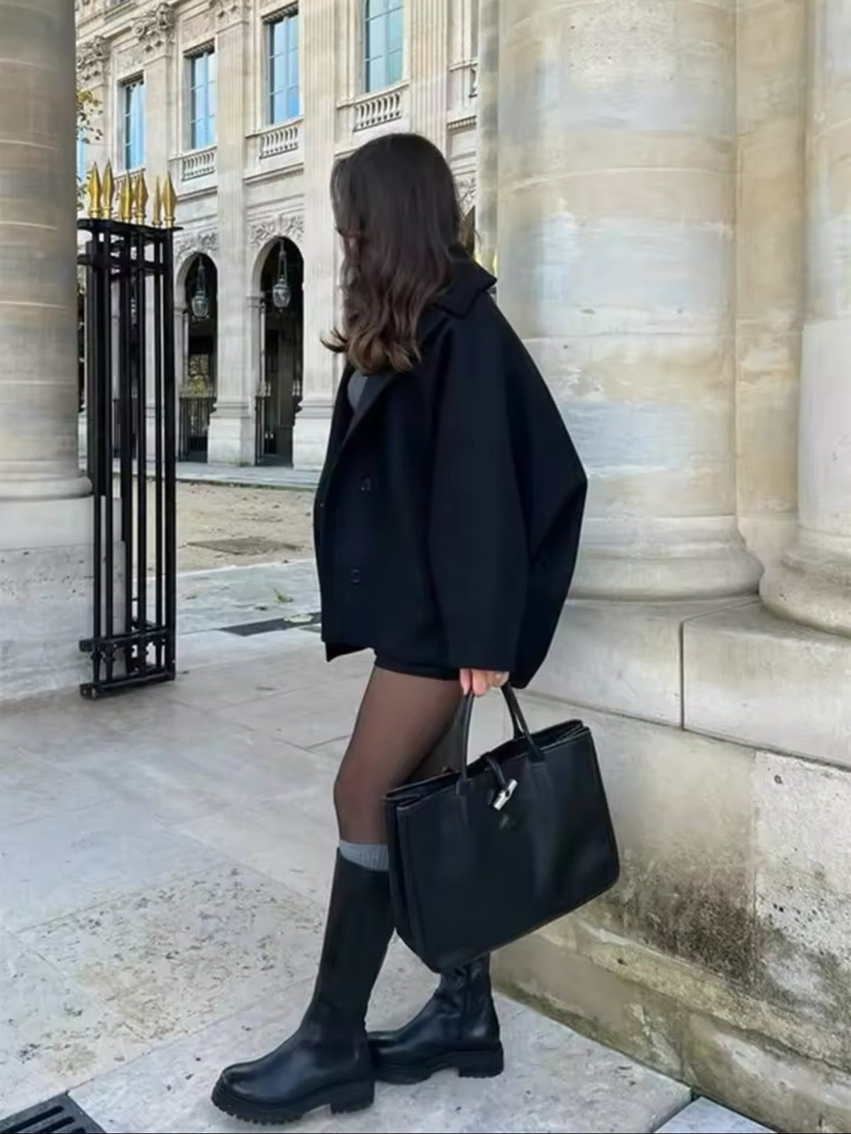 Elena – Manteau Oversize en Laine Mélangée Double-Breasted