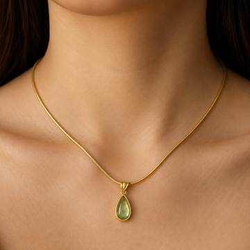 Collier en goutte en vert sirène avec or
