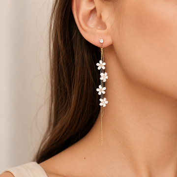 Yuri - Boucles d'oreilles en Fil de Jasmin Blanc