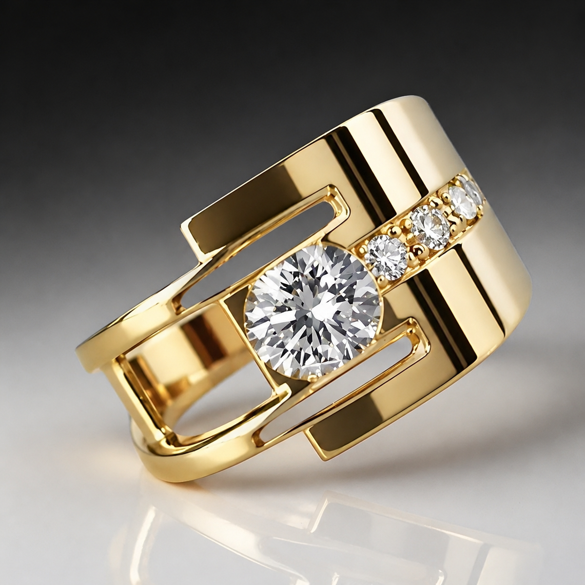 Sharon – Bague vintage en or avec zirconiums irréguliers