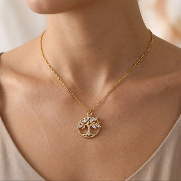 Toshi – collier arbre de la vie en or avec zirconia