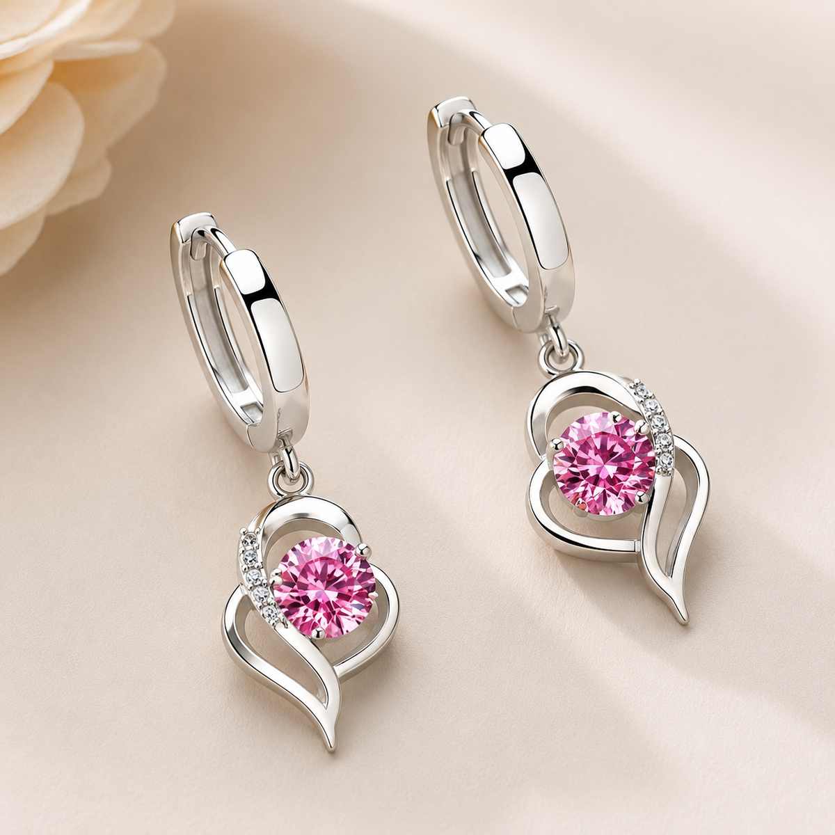 Noelle – Boucles d'Oreilles de fleurs en argent sterling 925 et zircons